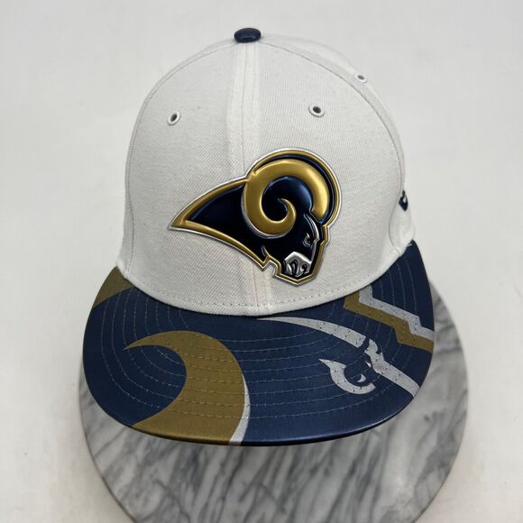 New Era Los Angels Rams Mens 7 1/4 59Fifty Fitted Embossed Logo PU Bill Cap - Picture 3 of 12